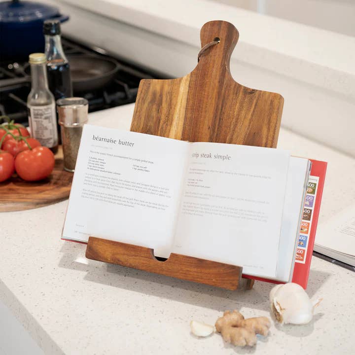 Twine - Acacia Cookbook Stand / Tablet Holder w/ Hanging Strap