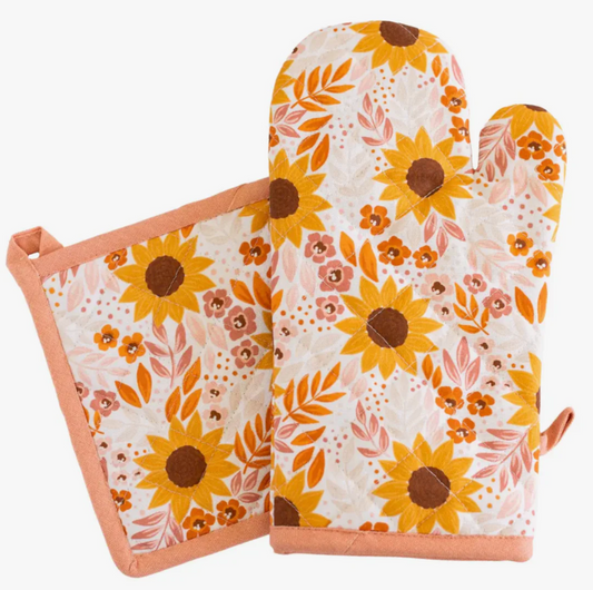 Sunflower Oven Mitt + Pot Holder Set