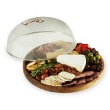 TWINE Modern Manor Slate & Acacia Wooden Charcuterie Board w/ Dome
