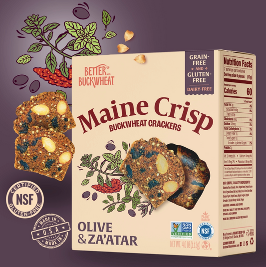 Maine Crisp Olive & Za'atar Buckwheat Crackers