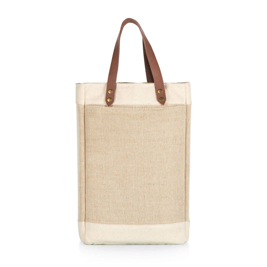 Picnic Time Family of Brands - Pinot - Jute 2 Bottle Insulated Wine Bag: Beige