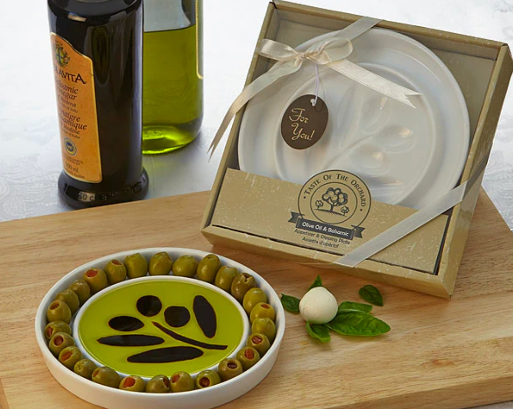 Artisano Designs Taste of The Orchard Oil-Vinegar Appetizer Plate Dipping Dish