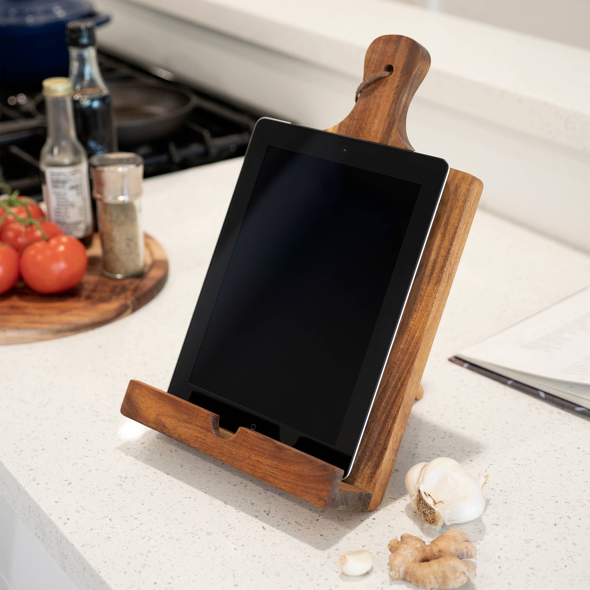 Twine - Acacia Cookbook Stand / Tablet Holder w/ Hanging Strap
