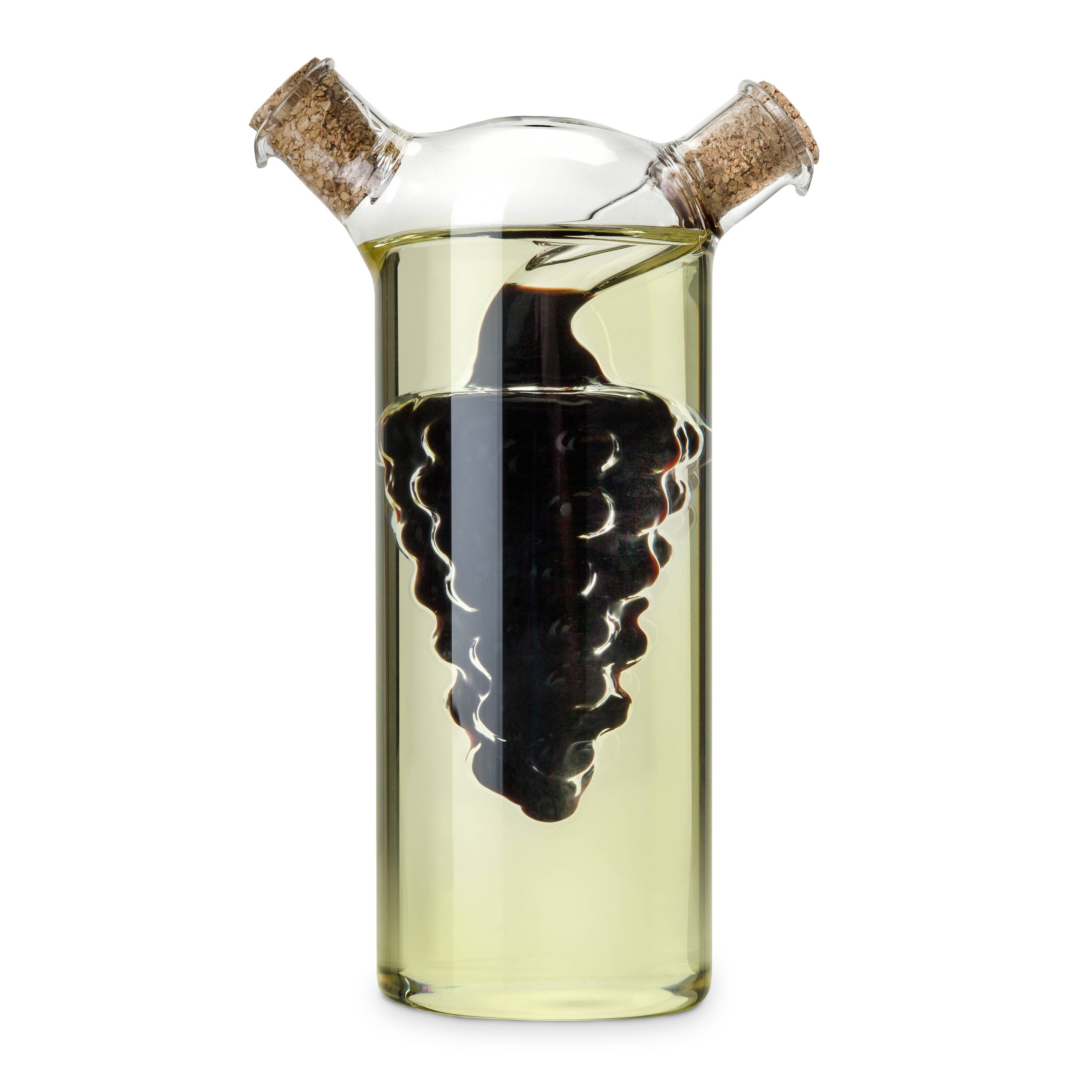 Twine - 2-in-1 Glass Oil & Vinegar Cruet Bottle w/ Cork Stoppers