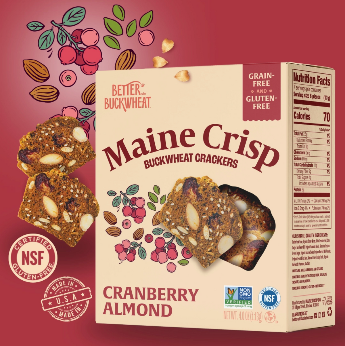 Maine Crisp Cranberry Almond Crisps